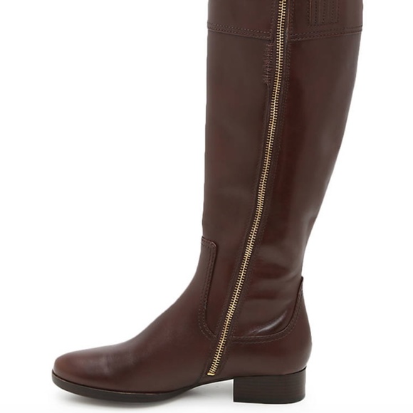 SOLD x Michael Kors Brown Leather Zip Riding Boots - Picture 3 of 13